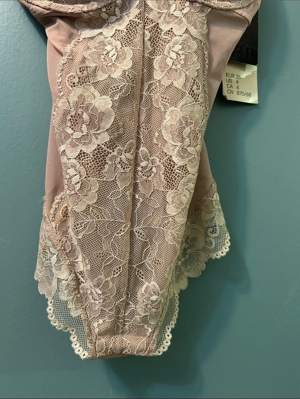 BRAND NEW TAG Size 4 Push-Up Lingerie body suit Pale Pink H&M